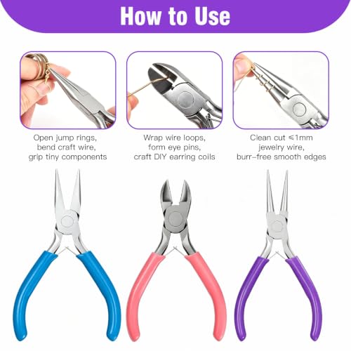 3pcs Small Jewelry pliers Professional Jewelry Making Pliers Tool Kit - color: 3pcs-ch Mix Color