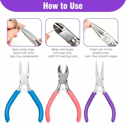 3pcs Small Jewelry pliers Professional Jewelry Making Pliers Tool Kit - color: 3pcs-ch Mix Color