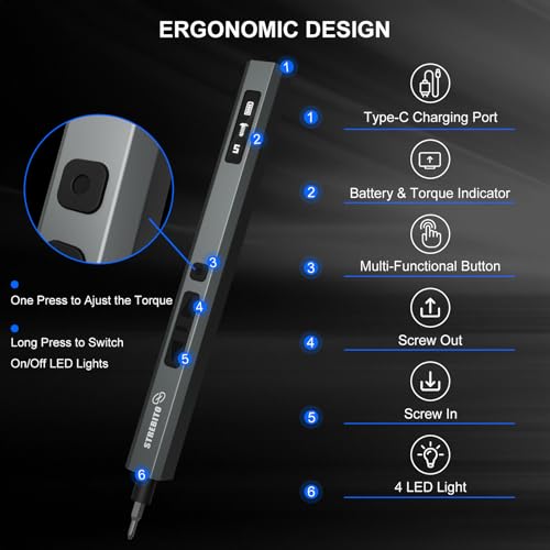 STREBITO Electric Screwdriver, 155 in 1 Precision Electric Screwdriver Set - color: Upgraded-black