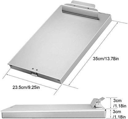 ZCZN Aluminum Storage Clipboard, Clipboard Box, Form Holder, Suitable for School, Office, Jobsite or Medical Staff, 9.25 x 13.78 Inches, Silver
