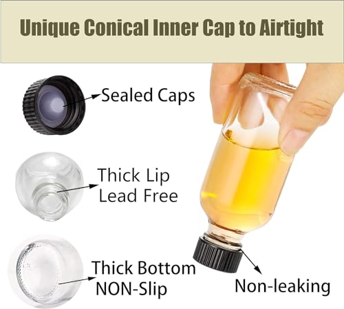 6pack 2oz Ginger Shot Bottles, Reusable Glass Shot Bottles with Caps - color: White, size: 6-pack