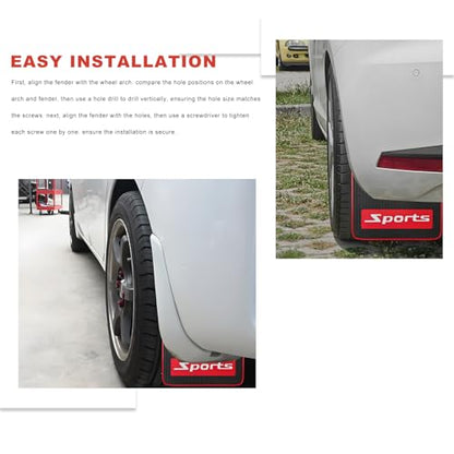 4 PCS Car Mud Flaps, Flexible Rubber Tire Mudflaps Auto Mud Guard with Mounting Hardware, Bendable Front Rear Wheel Splash Guards Universal Mudguard for Cars SUVs Trucks (Sports) - color: Sports