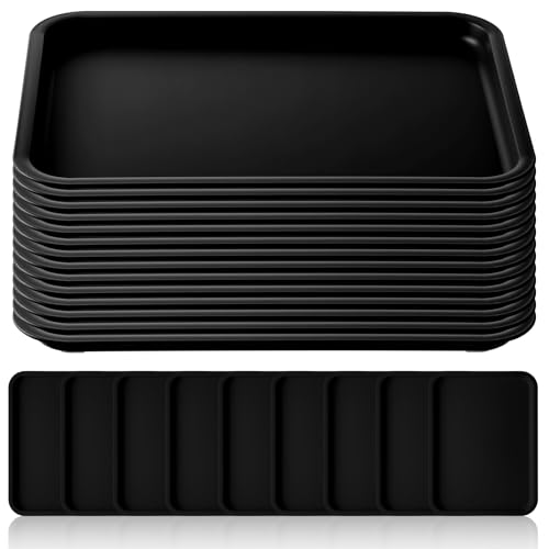 Gerrii 18 Pcs Plastic Fast Food Tray Bulk, Black, 12 x 9 Inch - color: Black, size: 12 x 9 Inch