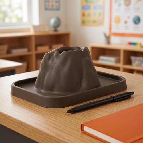 Kisangel Volcano Eruption Model Scientific DIY Model 5-Piece Volcano Kit for Geography Learning Classroom Science Experiment Home School Demonstration Anti-Spill Groove 5.90 X 4.72 X 2.55 in