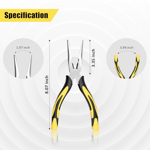 Long Needle Nose Pliers-8’’Soft Grip with Wire Cutter for Home,1pcs - size: One-8in