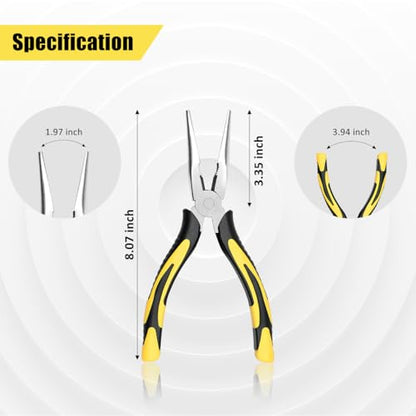 Long Needle Nose Pliers-8’’Soft Grip with Wire Cutter for Home,1pcs - size: One-8in