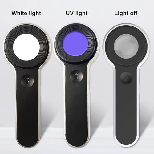 Handheld Magnifier Loupe 60x with UV and LED Lights, USB Rechargeable Illuminated Jewelers Loupe Optical Glass Magnifying Glass for Diamond, Jewelry, Coins, Stamps, Currency, Circuit Board