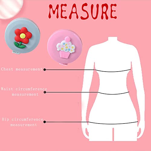 ELANE Tape Measure Package Includes 9 Cartoon Cute Pocket Tape Measure Retractable Mini Tape Measures for Body, Sewing, Cutting, Weight Loss Measurement - color: Colorful