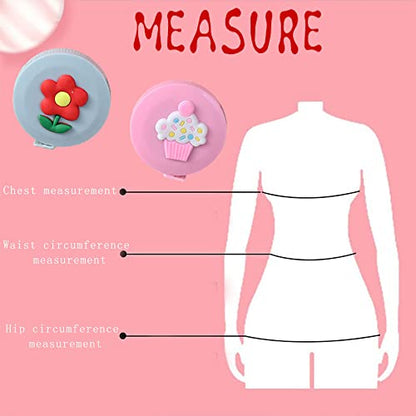 ELANE Tape Measure Package Includes 9 Cartoon Cute Pocket Tape Measure Retractable Mini Tape Measures for Body, Sewing, Cutting, Weight Loss Measurement - color: Colorful