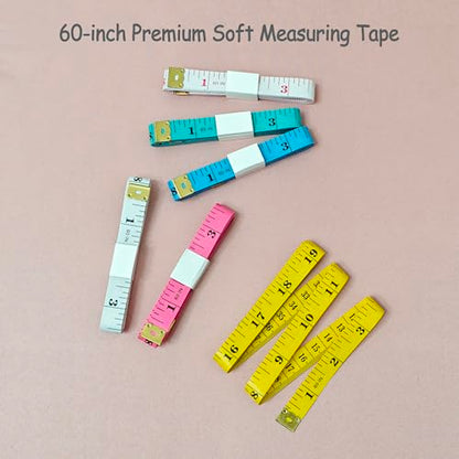 6 Pack Soft Tape Measure Double Scale 60-inch/150cm,Fabric Craft Tape Measure & Medical Body Measurement,Sewing Flexible Vinyl Ruler & Measuring Tape for Body Weight Loss