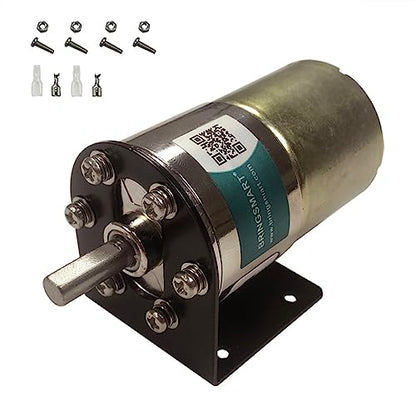 Bringsmart DC 12V 5rpm Gear Motor with Bracket Centric Shaft 37mm Gearbox - style: 12V 5RPM