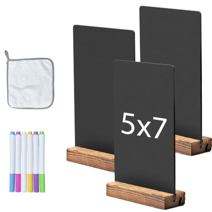 Desktop Chalkboard Sign Double-Sided Chalkboard with Wooden Base (3 Pack 7.9x5.1) - size: 7.9x5.1 inches
