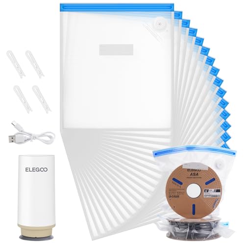 ELEGOO 20pcs Filament Storage Bags with Auto Pump and 4pcs Sealing Clips - style: 20 Bags with Auto Pump