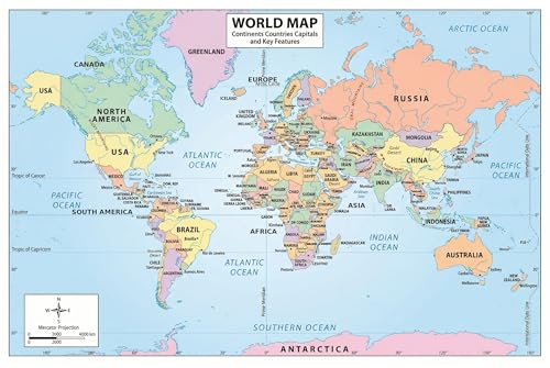 2026 Updated World Map Poster – 11x17 Laminated Dry Erase Study Map | Double-Sided Classroom Learning Tool with Color Geography Map Front & Blank Outline Back | Reusable Homeschool Practice, Test Prep & Memorization Aid - color: 2026 Updated World Map