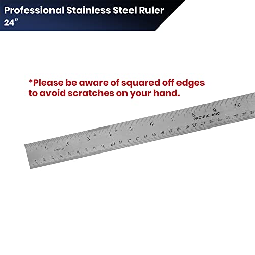 2 Pack Pacific Arc 24 Inch Stainless Steel Ruler with Inch/Metric Conversion Table - style: 2 Pack | 24 in
