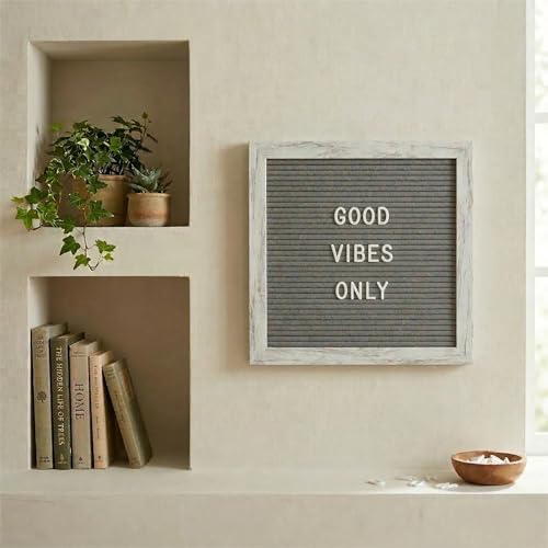 Rustic Gray Felt Letter Board 10x10 with Stand, Wall Mount, 336 Letters - color: Rustic Gray