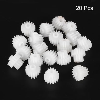 MECCANIXITY 20 Pcs Plastic Gears 16 Teeth Plastic Motor Gear Model 16102B Reduction Gear for RC Car Model DIY Robot (White, Module 0.5)