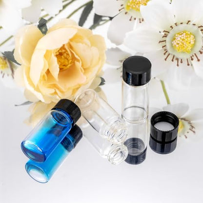 14pcs 5ml Small Clear Glass Bottle Vials with Plastic Screw Cap - color: Clear, size: 5ml