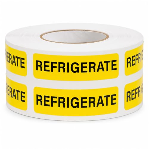1000 PCS Refrigerate Stickers 1.6"x0.4" Waterproof Vinyl Yellow - color: Yellow, Black
