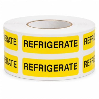 1000 PCS Refrigerate Stickers 1.6"x0.4" Waterproof Vinyl Yellow - color: Yellow, Black