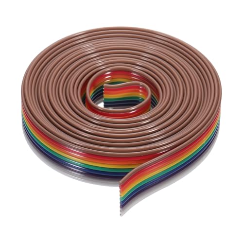 MECCANIXITY 1 Pcs 9 Pin Flat Rainbow Ribbon Cable 6.6 Ft 1.27mm Pitch Breadboard Jumper Wires for Electronic Projects - size: 6.6 Ft, style: 9P