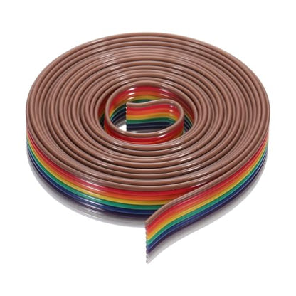 MECCANIXITY 1 Pcs 9 Pin Flat Rainbow Ribbon Cable 6.6 Ft 1.27mm Pitch Breadboard Jumper Wires for Electronic Projects - size: 6.6 Ft, style: 9P