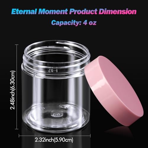 Eternal Moment 36 Pack 4 OZ Plastic Jars Clear Cosmetic Container with Lids - color: Pink Lid, size: 4 Ounce