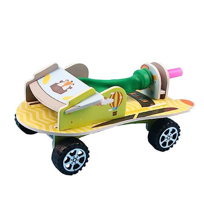 Aerodynamic Balloon Car Assemble Wooden Toy (Balloon car)