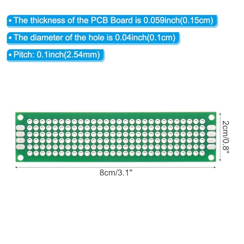 PATIKIL 0.8" x 3.1" PCB Board Circuit, 12 Pcs Single Sided Prototype Solder Boards for DIY Soldering and Electronic Project Circuit Boards Solderable Breadboard, Green - size: 0.8" x 3.1"