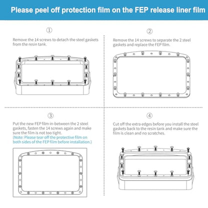 6PCS FEP Film Release Films for Phrozen Sonic Mega 8K /8K V2 /8KS Resin 3D Printer with 95% Light Transmittance, 450 x 290 x 0.15mm - size: 450x290mm