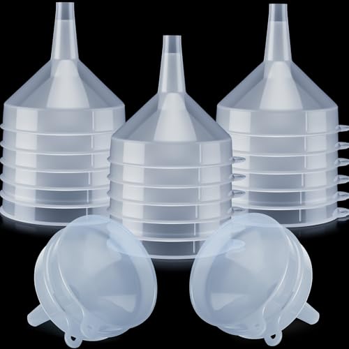 Honeydak 18 Pcs Plastic Funnels Wide Mouth Long Spout, White - color: White