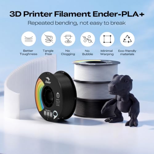 Creality PLA+ 3D Printer Filament 1.75mm, Multicolor, 12-Pack,Toal 12KG - color: Black*2+white*2+grey*2+rainbow*2+beige*2+apple Green*2 Pla+, size: 12kg