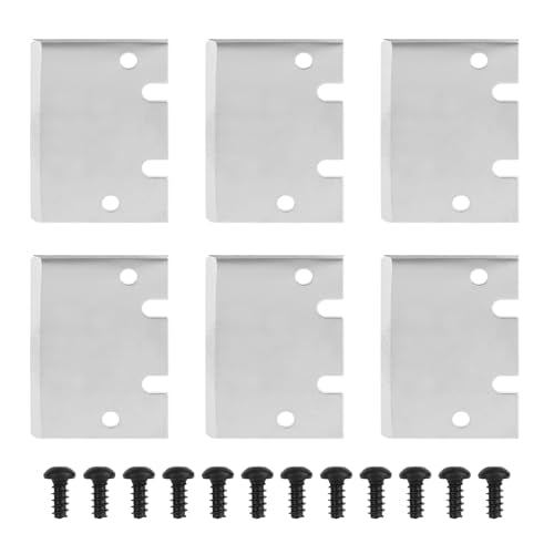 6pcs 3D Printer Scraper Blades with 12 Screws, SK5 Steel Sharp Cleaning Plate Scraper Blades Replacement 3D Printer Tools Accessories (Silver)