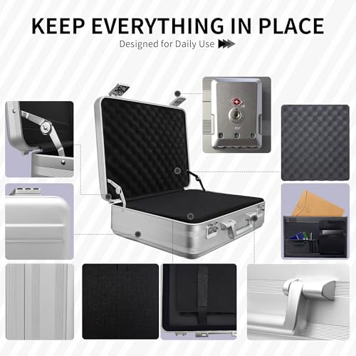 Aluminum Storage Case with Customizable Foam and TSA Locks - color: Silver, size: 18.1 x 13.8 x 6.1 inch