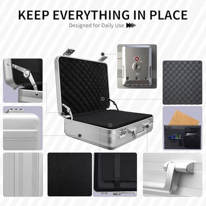 Aluminum Storage Case with Customizable Foam and TSA Locks - color: Silver, size: 18.1 x 13.8 x 6.1 inch