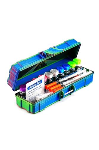10-Slot 3 ml Vial Case with Extra Storage| Organizer for GLP-1, Peptides, Research - color: RGB Metallic