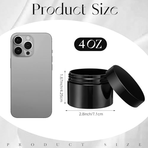 SATINIOR 24 Pieces Clear Plastic Jars with Lids, Black, 4 oz - color: Black, size: 4 oz