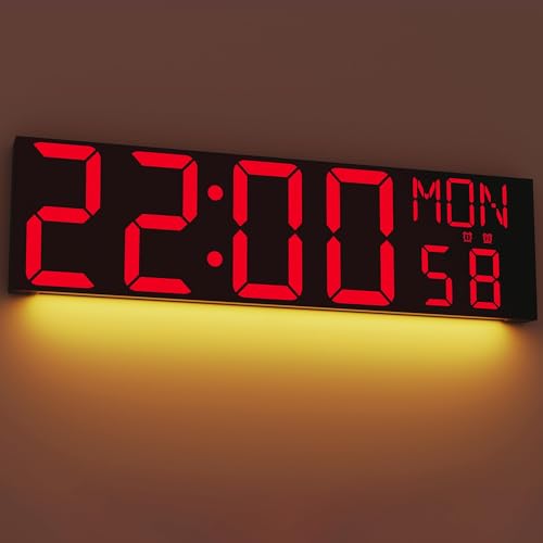 JALL 30" Massive Digital Wall Clock for Gym, Wall Clock with 7.3-inch Jumbo Number, Remote Operated Extra-Large Display for Church, Gym, Living Room (Black Shell Red Font) - color: Black, size: 29.98 inches