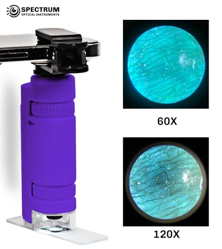 EasyMicro LED Lighted Pocket Microscope 60-120X Magnification Purple Color - color: Purple