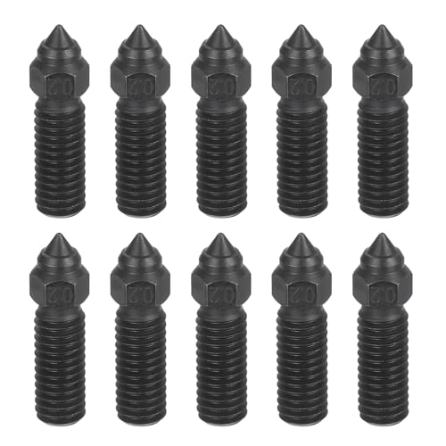 uxcell 10 Pcs 0.2mm Hardened Steel Nozzles M6 Thread for K1 3D Printers - size: 0.2mm
