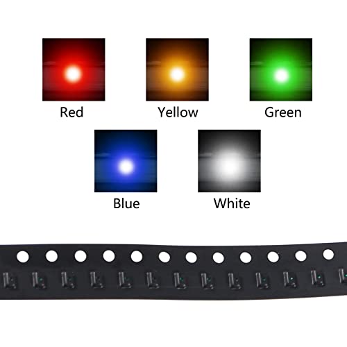 0603 SMD LED Kit 100pcs 5 Colors SMD LED Diode Lights Kit Super Bright Lighting Bulb Lamps,Electronics Components Light,Emitting Diodes (Mini Chip 0.06 x 0.03 inch) - style: 0603