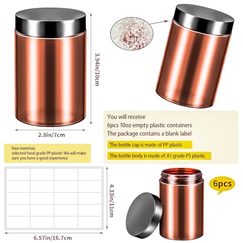 6 Pack 10oz Amber Plastic Jars Round Clear Containers with Lids, 300ml Empty Small Cosmetic Jars Makeup Containers, 10ounce Slime Jar Travel Cosmetic Container for Travel Makeup Beauty Product - color: Amber, size: 10oz-6pack