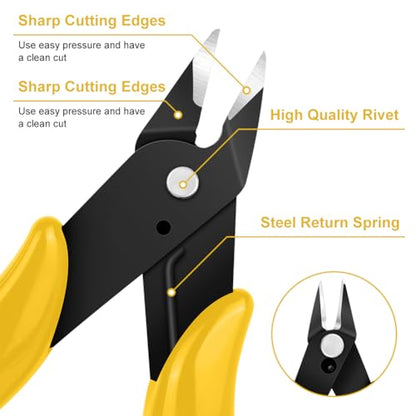 Ainiv Wire Cutters, 1PCS Spring-loaded Side Cutters Flush Diagonal Cutters - color: Yellow Wire Cutter-1pcs, size: 1pcs