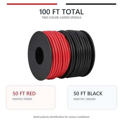 TUOFENG 18 AWG Silicone Wire, 100 ft Red and Black - size: 18 AWG Silicone Wire 2 Colors 50ft Each