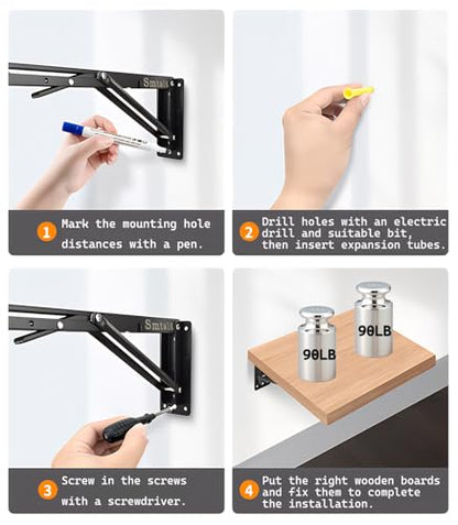 20 inch Folding Shelf Brackets, 2 Pack Detachable Heavy Duty - size: 20 Inch