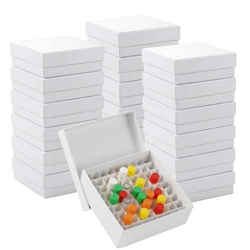 18Pcs White 81 Well Cardboard Freezer Box for Lab Storage Waterproof Coating - color: White