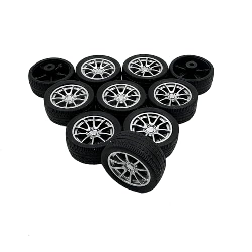 10PCS Toy Car Wheels 25mm Rubber Tire Wheels with Metal Shaft for RC Car Truck DIY Model Toy Wheel Replacement Accessories (2.5x25mm) - style: 2.5x25mm
