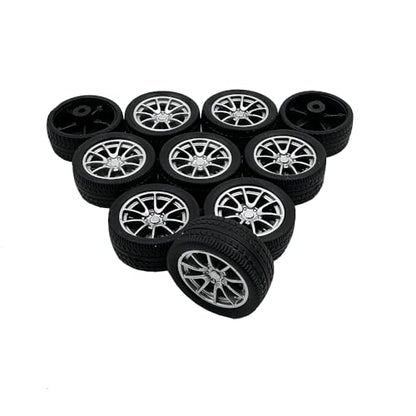 10PCS Toy Car Wheels 25mm Rubber Tire Wheels with Metal Shaft for RC Car Truck DIY Model Toy Wheel Replacement Accessories (2.5x25mm) - style: 2.5x25mm