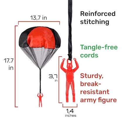 NUTTY TOYS Parachute Toys for Kids - Tangle Free Outdoor Flying Parachute Men, Top Indoor & Outside, 3 4 5 6 7 8 9 10 11 12 Year Old, Best Christmas Stocking Stuffers Idea 2026 Unique Boy & Girl Gifts - color: Red, Green & Yellow