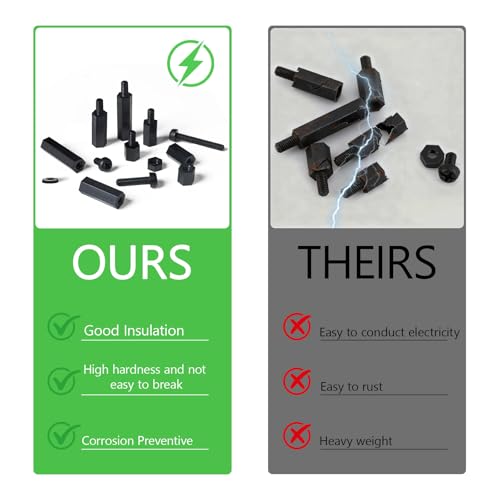 365 Pcs M2.5 Black Nylon Hex Standoff Screw Nut Kit - size: M2.5-365Pcs